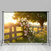 Aperturee - Aperturee Sunlight summer Field Floral Fence Wedding Backdrop